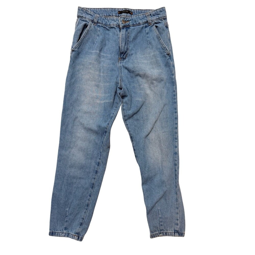 Salsa Light Wash High Rise Tapered Cropped Ankle Jeans Size 30 Stretch Denim - Picture 2 of 8